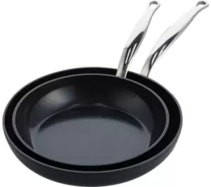 GREENPAN Barcelona Pro CC005336-001 2 Piece Non-stick Frying Pan Set - Black & Silver