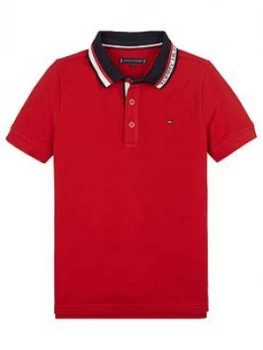 Tommy Hilfiger Boys Short Sleeve Logo Collar Polo, Red, Size 5 Years