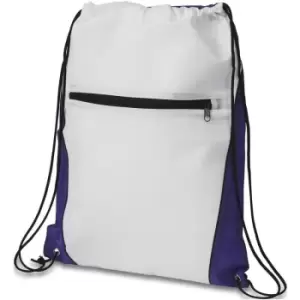 Bullet Contrast Non Woven Drawstring Backpack (One Size) (White/Purple) - White/Purple