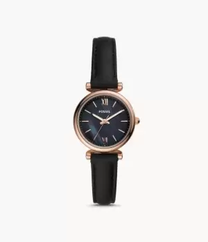 Fossil Women Carlie Mini Three-Hand Black Leather Watch