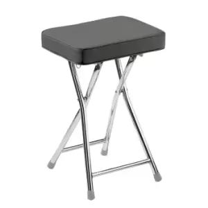 Premier Housewares Fold Up Stool - Grey/Chrome