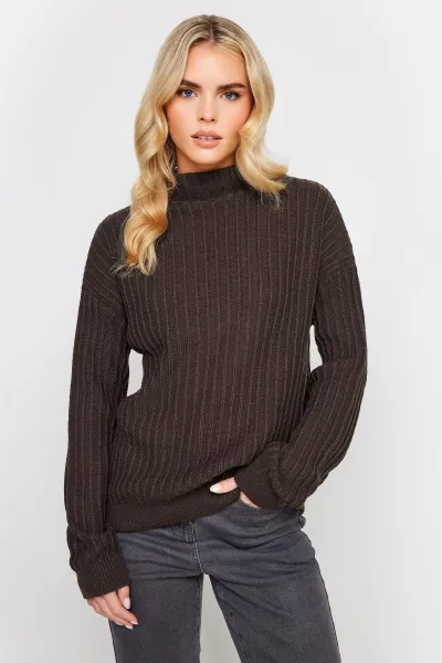 Petite Funnel Neck Ribbed Jumper