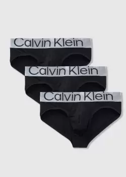 Calvin Klein Mens Underwear 3 Pack Hip Briefs In Black