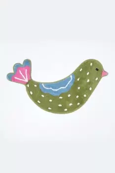 Cotton Tufted Washable Green Bird Kids Rug