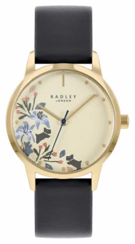 Radley Womens Black Leather Strap Beige Dial RY21222A Watch