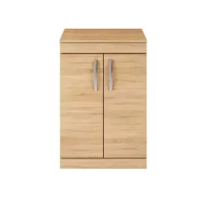 Nuie Athena 600 Floor Standing 2-door Vanity & Worktop - Natural Oak