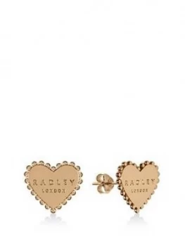 Radley Gold Plated Sterling Silver Heart Stud Ladies Earrings