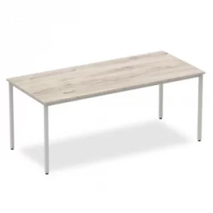 Trexus Rectangular Box Frame Silver Leg Table 1800x800mm Grey Oak Ref