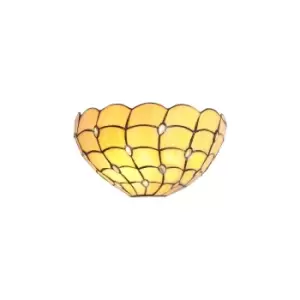 Tiffany 30cm Wall Lamp, 2 x E14, Beige, Clear Crystal