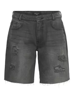 NOISY MAY Long Destroyed Denim Shorts Women Black