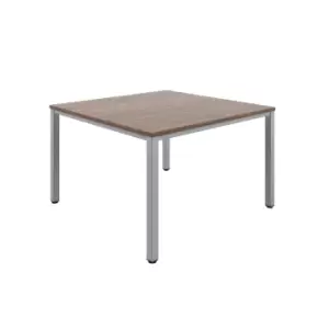 Fraction Infinity Square Dark Walnut Meeting Table With Silver Legs - 120 X 120