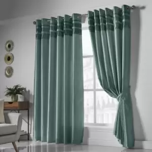 Isabella Rose Denver Lined Eyelet Curtains - Jade - 167cm (66") X 229cm (90") TJ Hughes