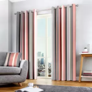 Whitworth Stripe Eyelet Lined Curtains, Blush, 66 x 54" - Fusion