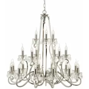 Loops - Esher Ceiling Pendant Chandelier Polished Nickel & Crystal Curved 21 Lamp Light