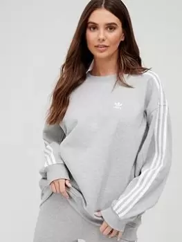 adidas Originals Oversized Sweatshirt, Medium Grey Heather, Size 8, Women