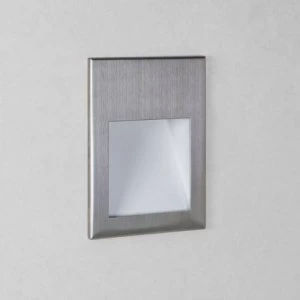 LED 1 Light Outdoor Recessed Square Marker Wall Light Brushed Stainless Steel