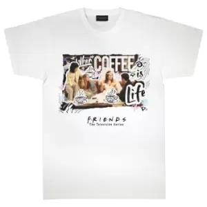 Friends Mens When Coffee Is Life T-Shirt (XL) (White)