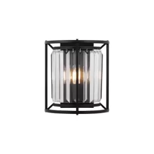 Guilford Wall Lamp, 2 Light E14, Satin Black, Clear