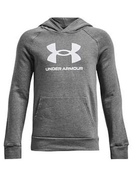 Under Armour Boys Rival Fleece Big Logo Hoodie - Grey, Size M=9-10 Years