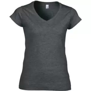 Gildan Ladies Soft Style Short Sleeve V-Neck T-Shirt (S) (Dark Heather)