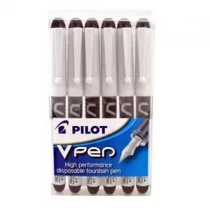 Pilot V Pen Disposable Fountain Pen Blue Wallet Pack 6 75790PT