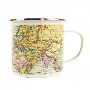 Gift Republic Map Pale Enamel Mug - Man ofthe World