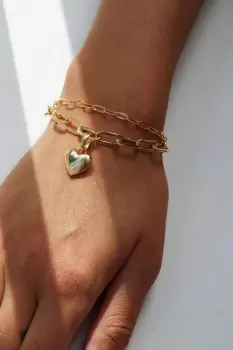 Gold Plated Polished Heart Bracelet