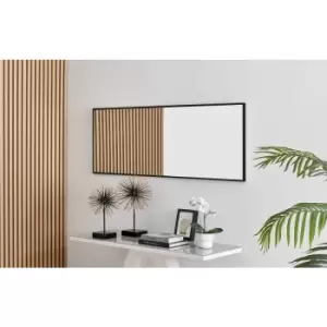 Furniturebox Emma 140x50cm Black Rectangle Contempary Metal Frame Wall Mirror Hallway Living Room Dining Room Bedroom