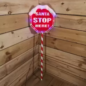 Premier Christmas Light up Santa stop here Garden Patio Sign 110m