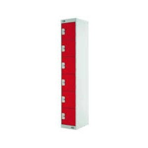 Six Compartment Express Standard Locker D300mm Red Door MC00150