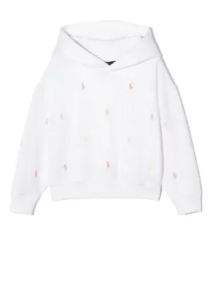 Ralph Lauren Girls AOP Hoodie - White - 8-10 Years