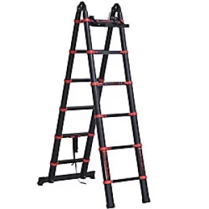 HOMCOM Telescoping Ladder 3790 x 675 x 675mm Black