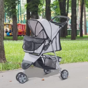 PawHut Pet Travel Stroller W/Three Wheels-Grey