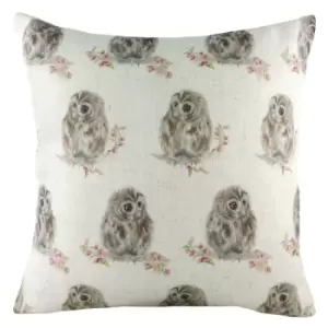 Hedgerow Owl Repeat Cushion Multicolour, Multicolour / 43 x 43cm / Polyester Filled