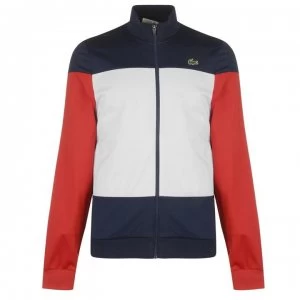 Lacoste Mens Colour Block Technical Pique Zip Tennis Jacket - Navy/Wht/Red