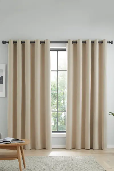 Catherine Lansfield 'Wilson' Blackout Thermal Curtains Natural