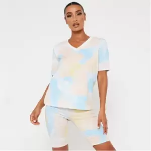 I Saw It First Tie Dye V Neck T Shirt - Blue