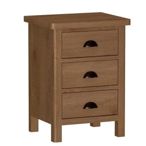 Rosewell Natural Oak 3 Drawer Bedside Cabinet