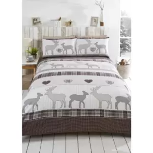 St Andrews Duvet Cover Set, 100% Brushed Cotton, Natural, Single - Natural