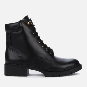 Coach Womens Lorimer Leather Lace Up Boots - Black - UK 4