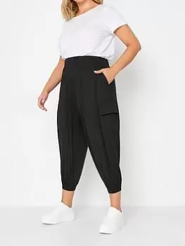 Yours Jersey Crop Cargo Harem - Black, Size 34-36, Women