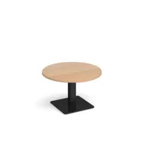 Brescia circular coffee table with flat square Black base 800mm - beech