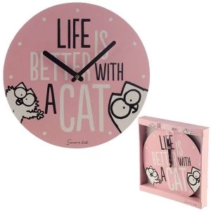 Simons Cat Pink Slogan Wall Clock