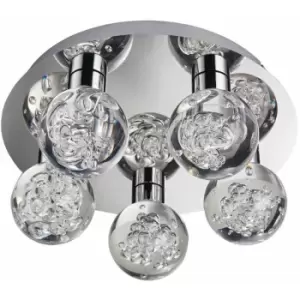 Loops - Flush Bathroom Ceiling Light IP44 Warm White LED Ball 5 Lamp Modern Chrome Round