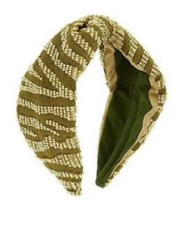 Accessorize Zebra Embellished Alice Hair Band - Green