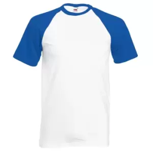 Fruit Of The Loom Mens Short Sleeve Baseball T-Shirt (S) (White/Royal Blue)