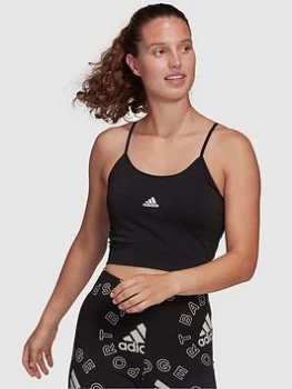 adidas adidas Seamless Spaghetti Crop Top - Black, Size L, Women