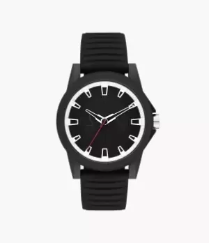 Armani Exchange Mens Armani Exchange Three-Hand Black Silicone Watch