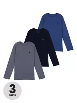 Jack Wills Boys 3 Pack Mr Wills Long Sleeve T-Shirts - Navy, Size 12-13 Years