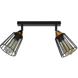 Emibig Vesta Black Twin Ceiling Spotlight Wire Dome Shades 2x E27